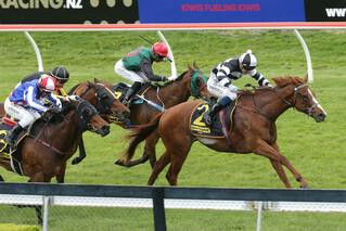 Dawn Patrol (NZ) claims the Group Three Sweynesse Stakes. 